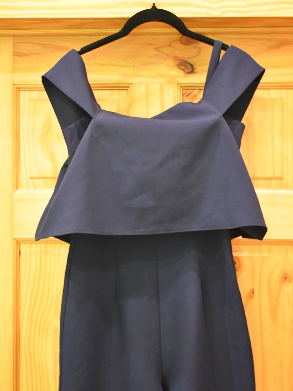 Gianni Bini Navy Layered Bodice Wide-Leg Jumpsuit - Picture 3 of 8
